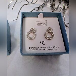 Touchstone Crystal Sparkling Silver Earrings